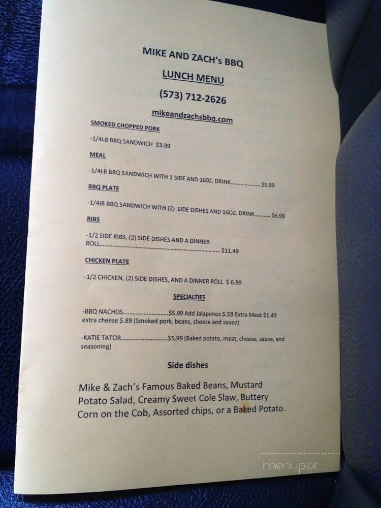 Mike & & Zach's Bbq To Go - Poplar Bluff, MO menu_pic