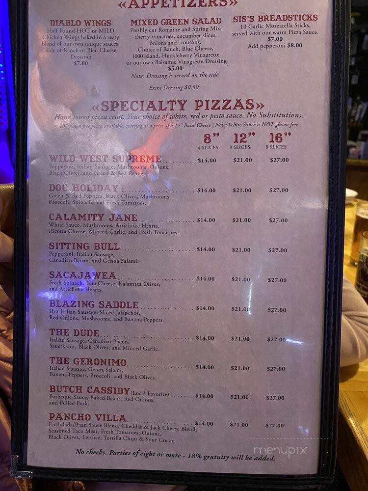 Wild West Pizzeria - West Yellowstone, MT menu_pic