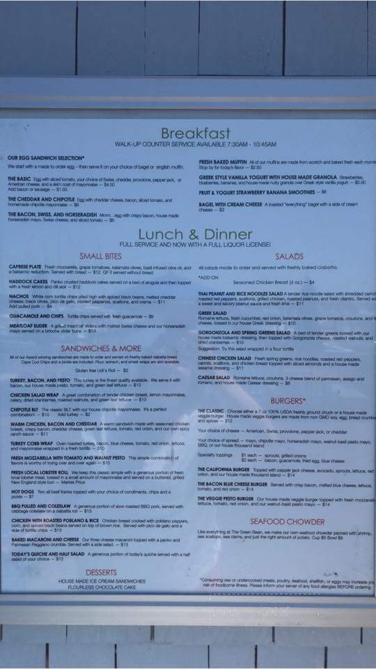 Green Bean On Water - Exeter, NH menu_pic