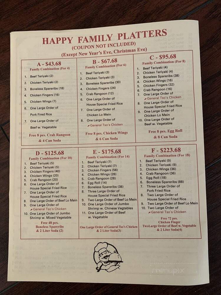 Shun Feng Chinese Restaurant - Seabrook, NH menu_pic
