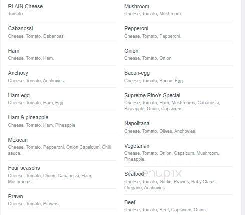 Rino's Pizza - Villas, NJ menu_pic
