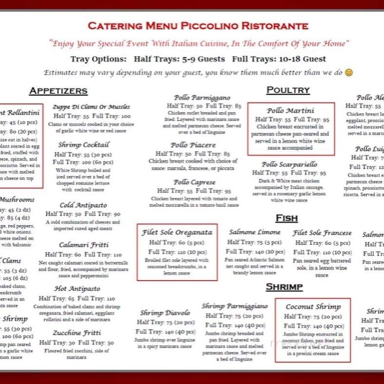 Piccolino's Restaurant - Bayonne, NJ menu_pic
