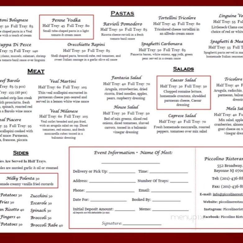 Piccolino's Restaurant - Bayonne, NJ menu_pic