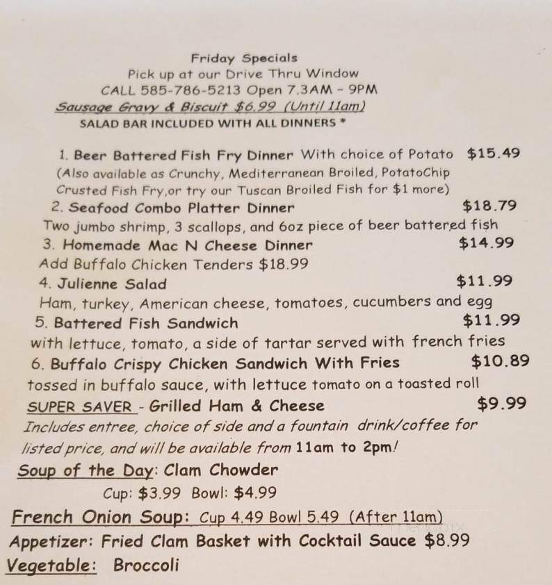 Silver Lake Family Restaurant - Perry, NY menu_pic