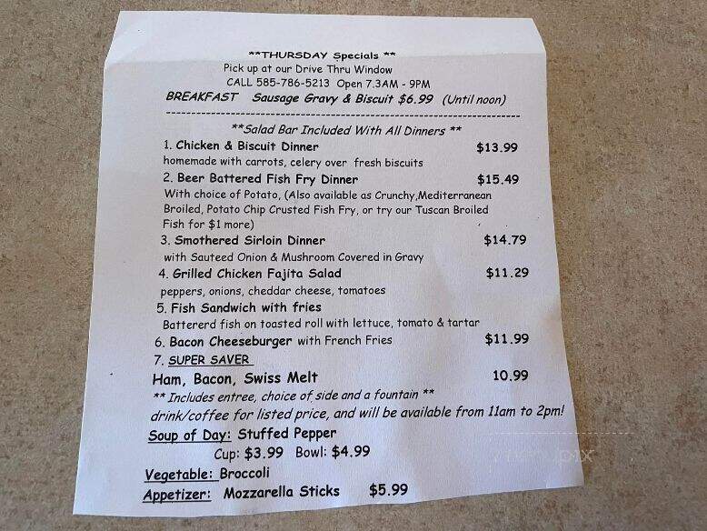 Silver Lake Family Restaurant - Perry, NY menu_pic