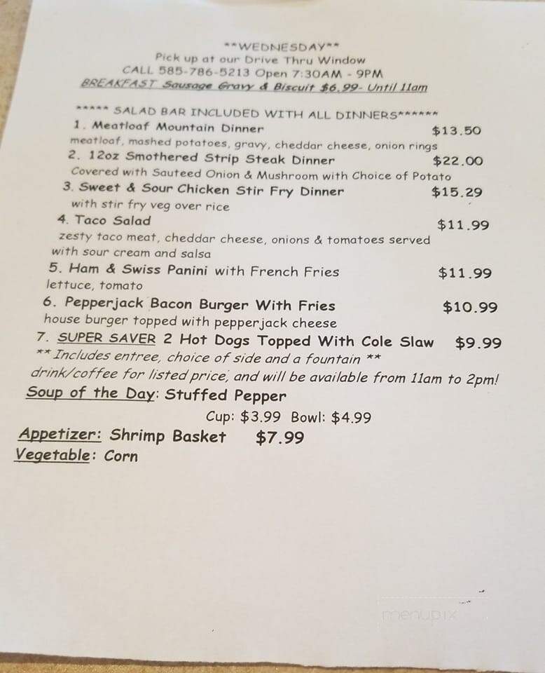 Silver Lake Family Restaurant - Perry, NY menu_pic