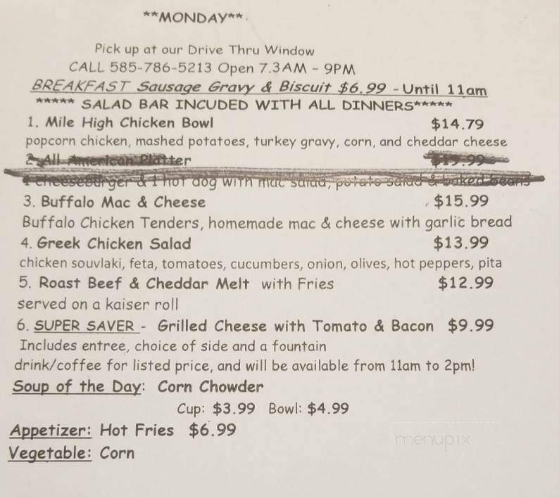 Silver Lake Family Restaurant - Perry, NY menu_pic