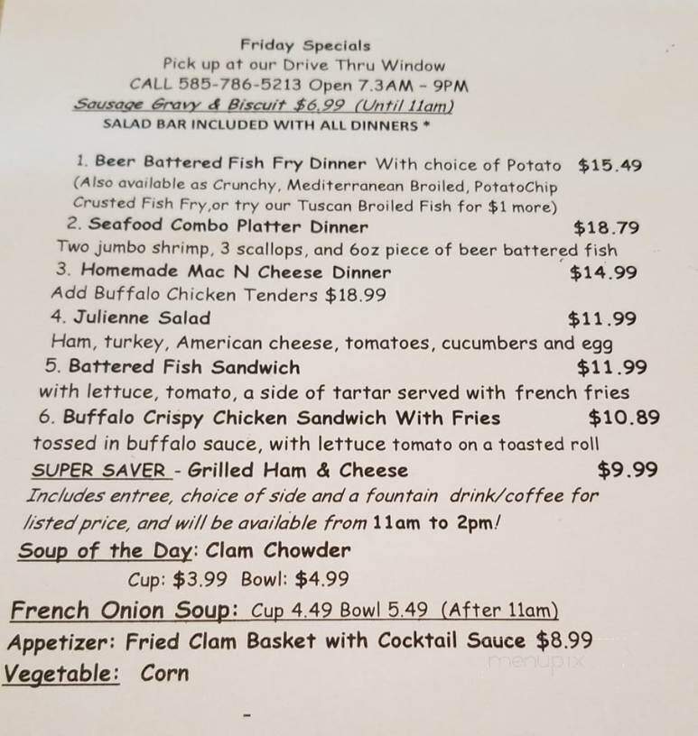Silver Lake Family Restaurant - Perry, NY menu_pic