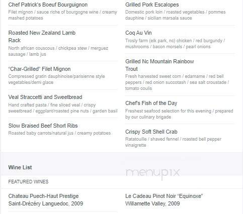 Eseeola Lodge - Newland, NC menu_pic