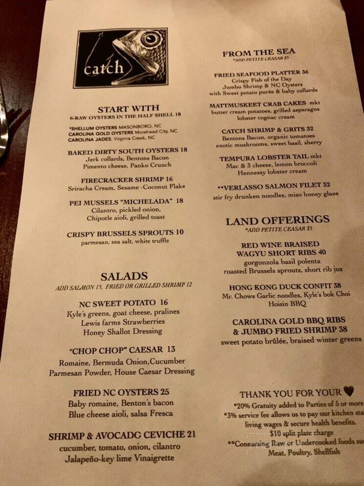 Catch - Wilmington, NC menu_pic
