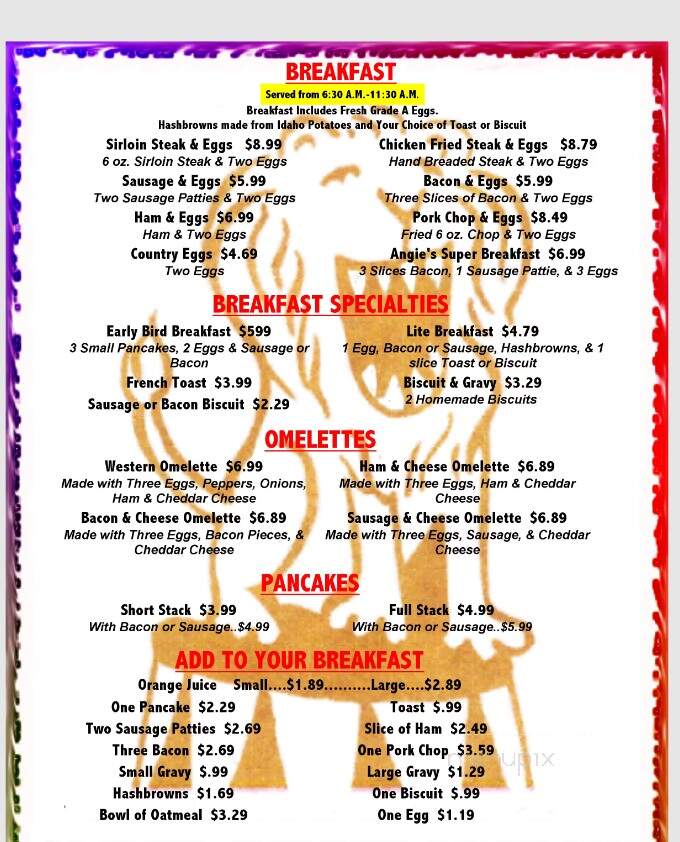 Angie's Circus City Diner - Hugo, OK menu_pic