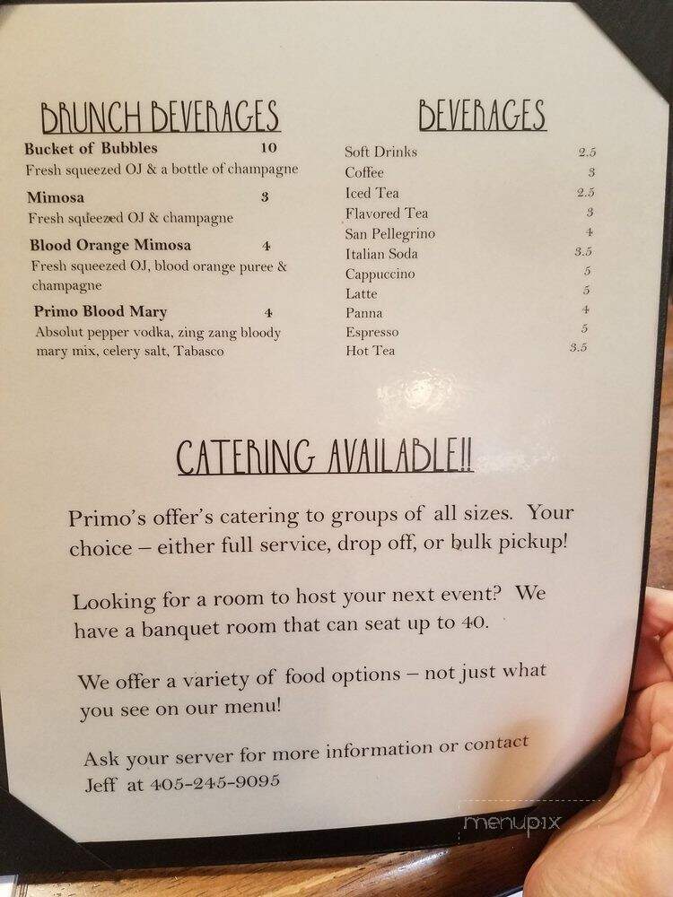 Primo's Italian Restaurant - Yukon, OK menu_pic
