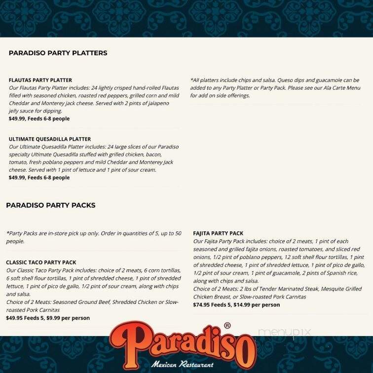 Paradiso Mexican Restaurant - Jamestown, ND menu_pic