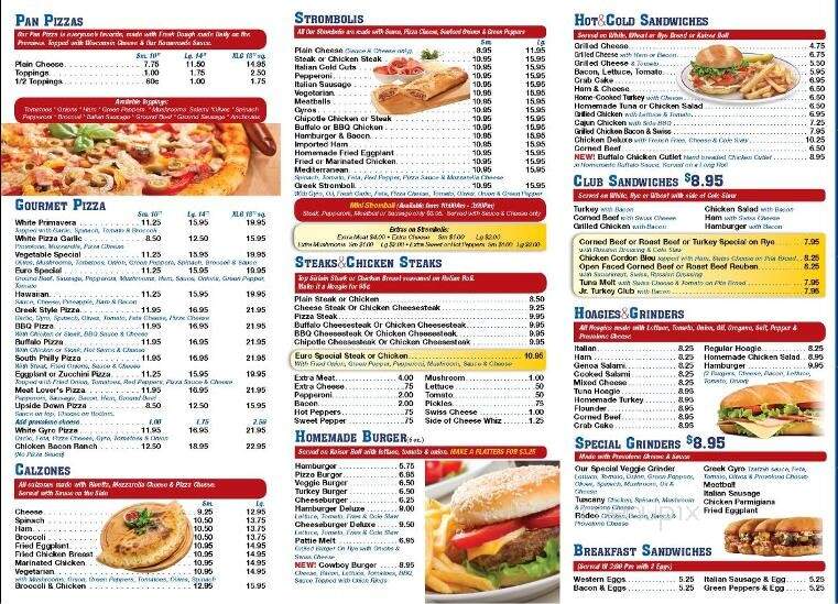 Euro Pizza - Newtown Square, PA menu_pic