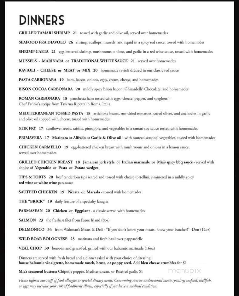 Franco's Lounge - Williamsport, PA menu_pic
