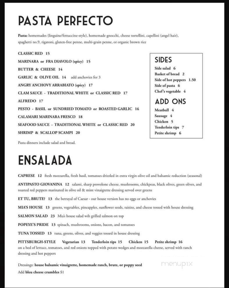 Franco's Lounge - Williamsport, PA menu_pic