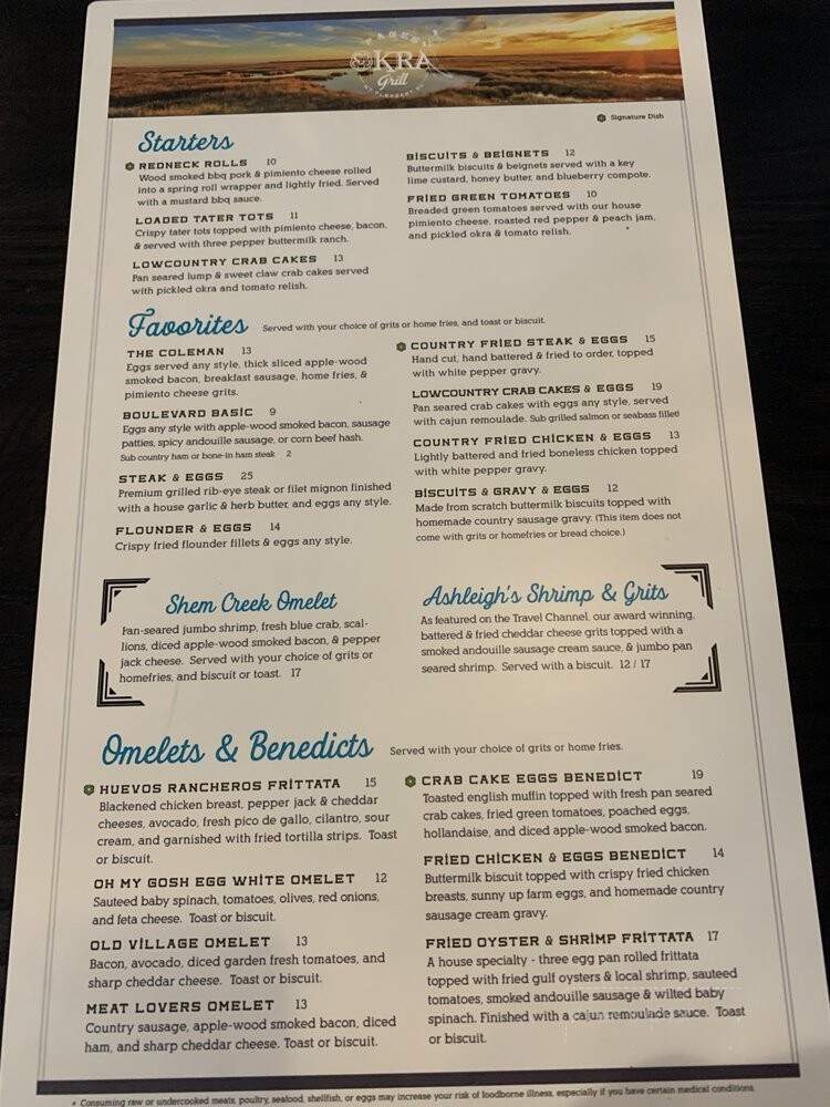 Okra Grill - Mount Pleasant, SC menu_pic