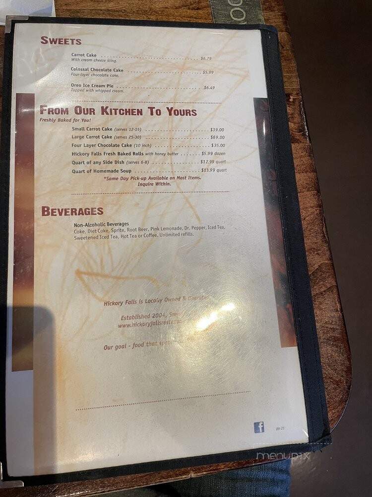 Hickory Falls Restaurant - Murfreesboro, TN menu_pic