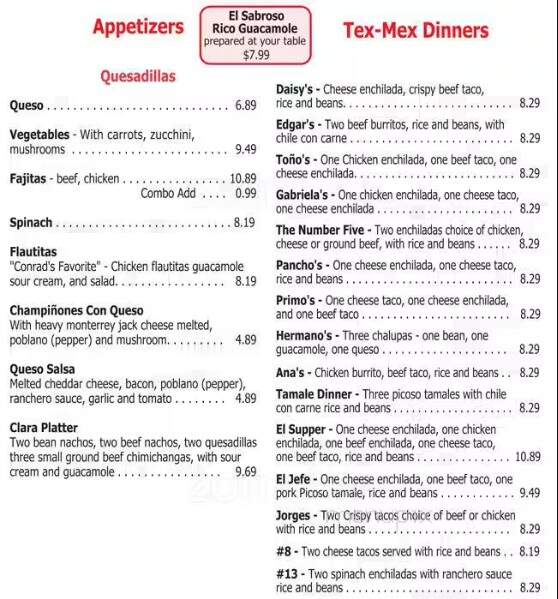 Antonio's Mexican Restaurant - Burleson, TX menu_pic