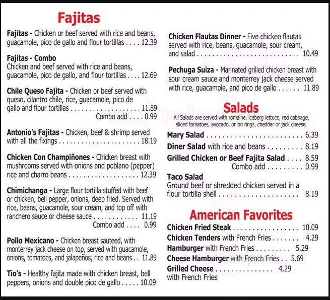 Antonio's Mexican Restaurant - Burleson, TX menu_pic