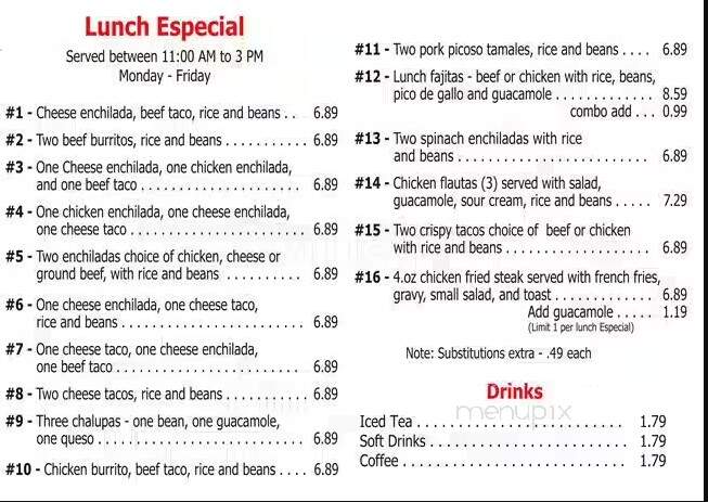Antonio's Mexican Restaurant - Burleson, TX menu_pic