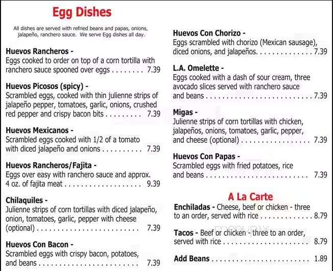 Antonio's Mexican Restaurant - Burleson, TX menu_pic
