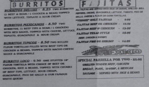El Sombrero - Longview, TX menu_pic