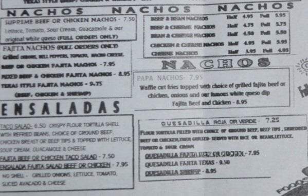 El Sombrero - Longview, TX menu_pic