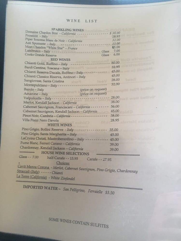 Online Menu of Villa Capri, Seabrook, TX