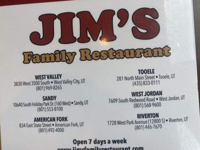 Jim's Family Restaurant - Sandy, UT menu_pic