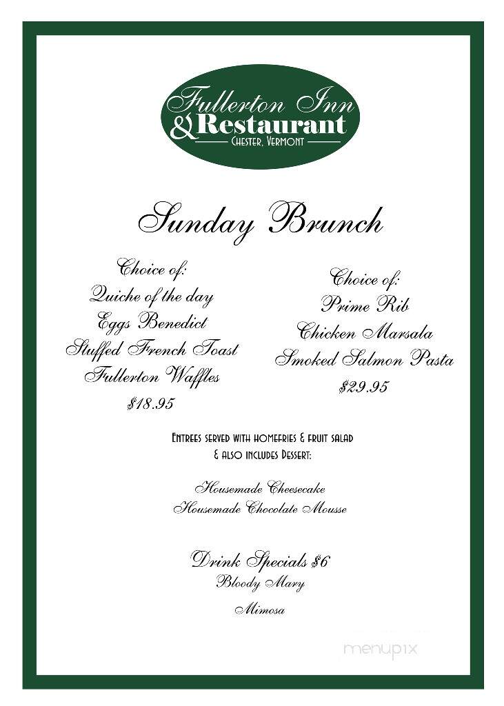 Fullerton Inn - Chester, VT menu_pic