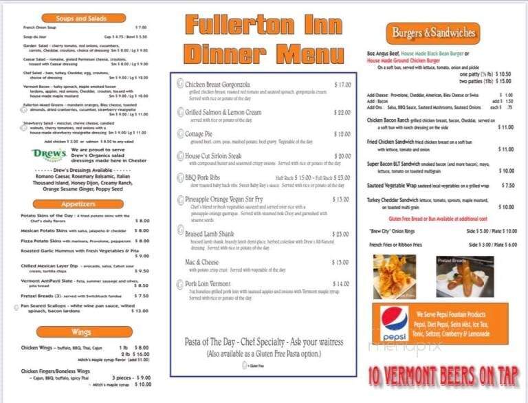 Fullerton Inn - Chester, VT menu_pic