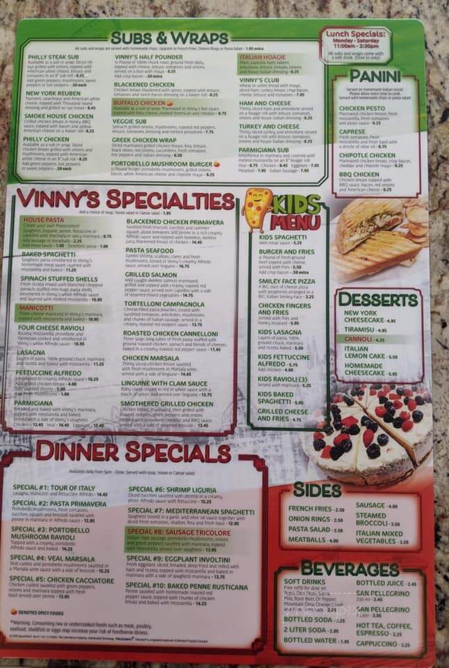 Vinny's Italian Grill - Midlothian, VA menu_pic