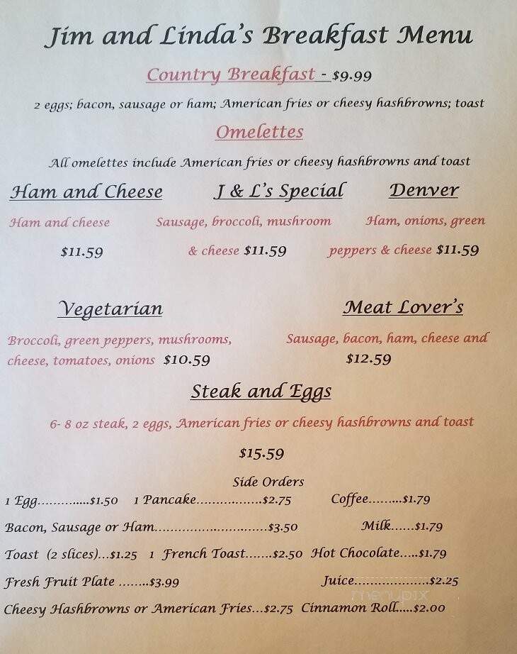 Jim & Linda's Lakeview Club - Malone, WI menu_pic