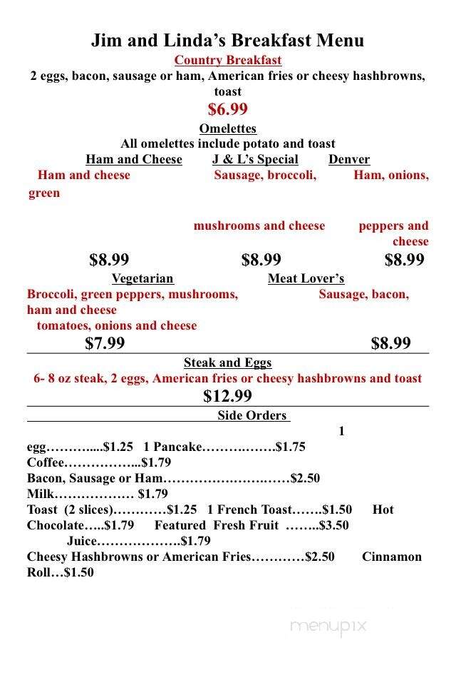 Jim & Linda's Lakeview Club - Malone, WI menu_pic