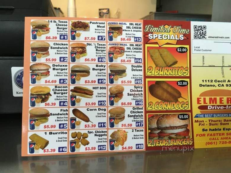 Elmer's Drive-In - Delano, CA menu_pic