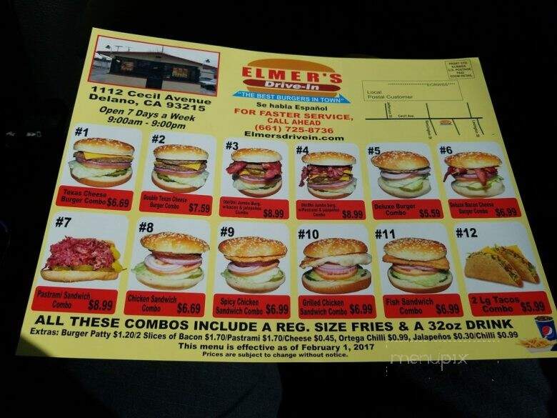 Elmer's Drive-In - Delano, CA menu_pic