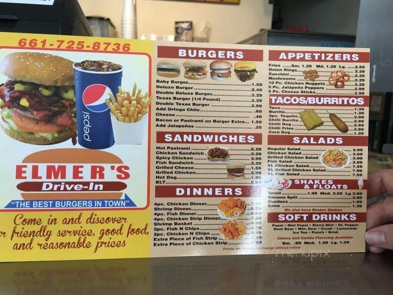 Elmer's Drive-In - Delano, CA menu_pic