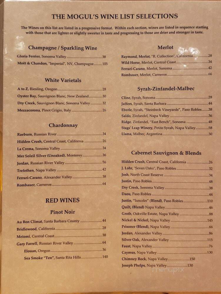 Mogul Restaurant - Mammoth Lakes, CA menu_pic