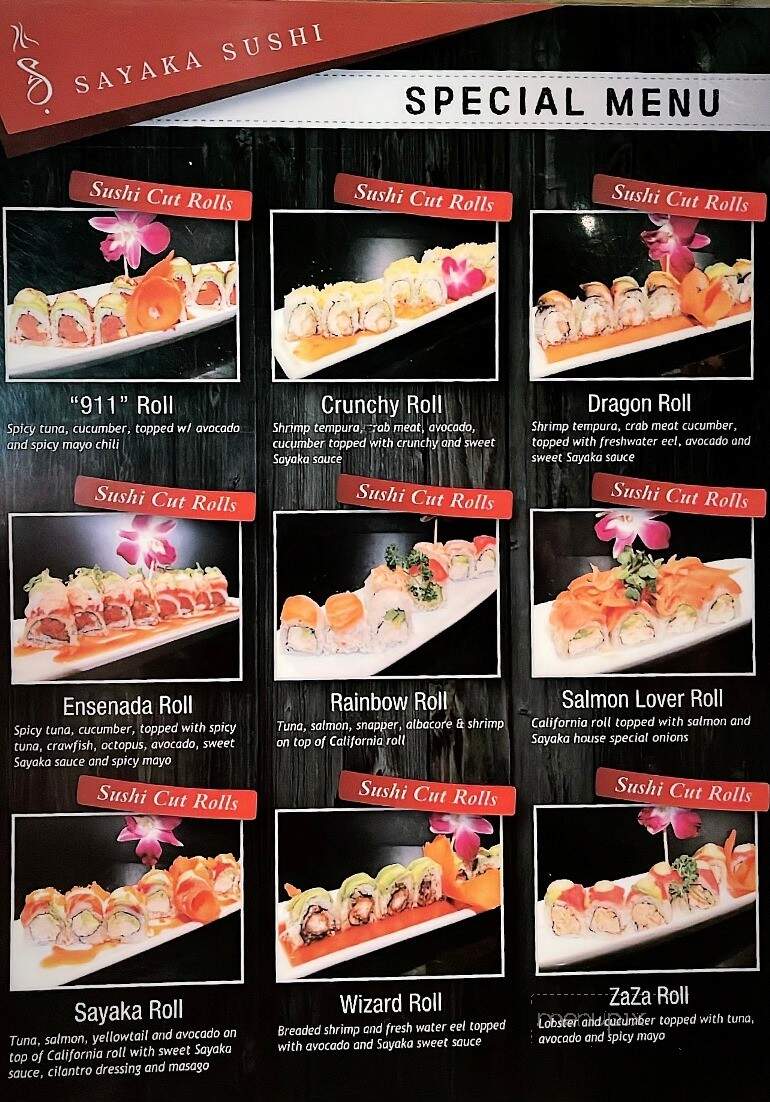 Sayaka Japanese Restaurant - Colton, CA menu_pic