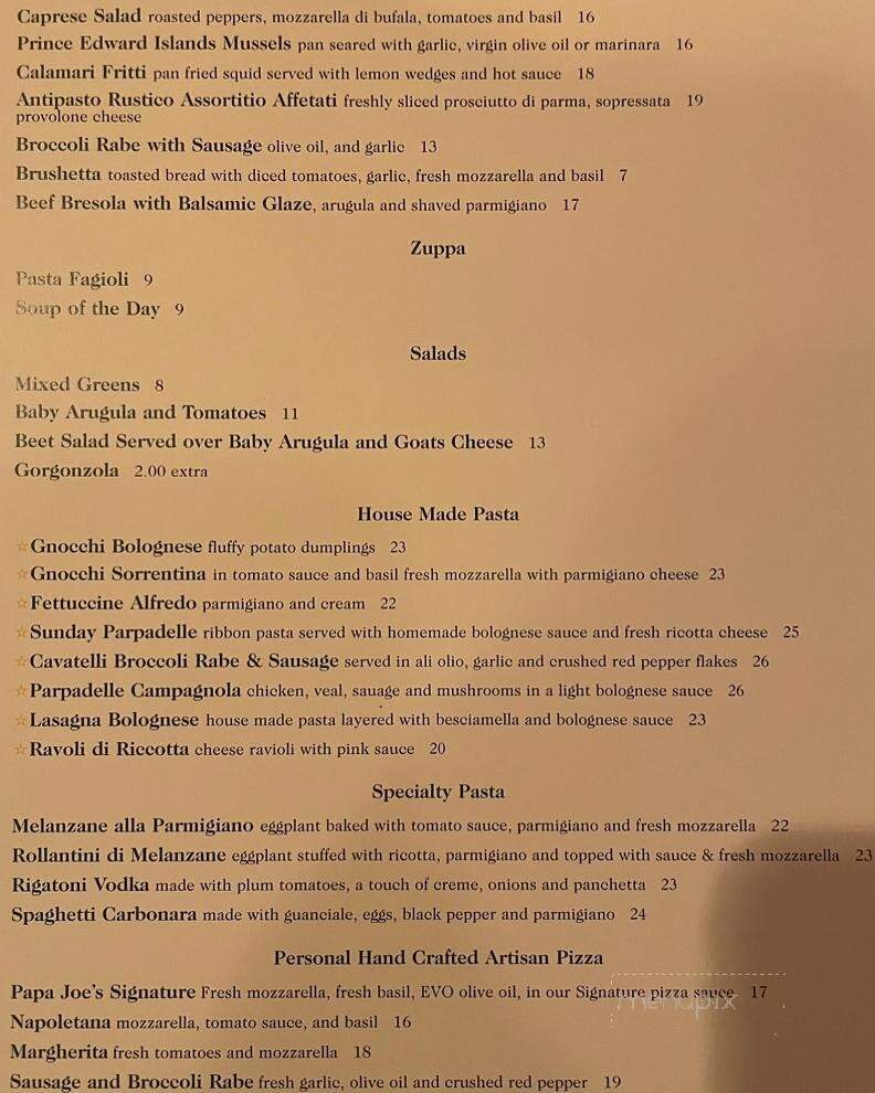 Papa Joe's Ristorante Italiano - Darien, CT menu_pic