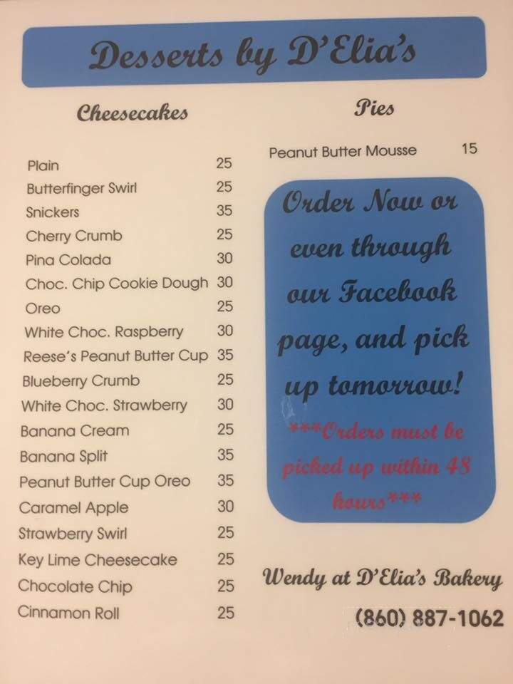 D'Elia's Bakery & Grinder Shop - Norwich, CT menu_pic