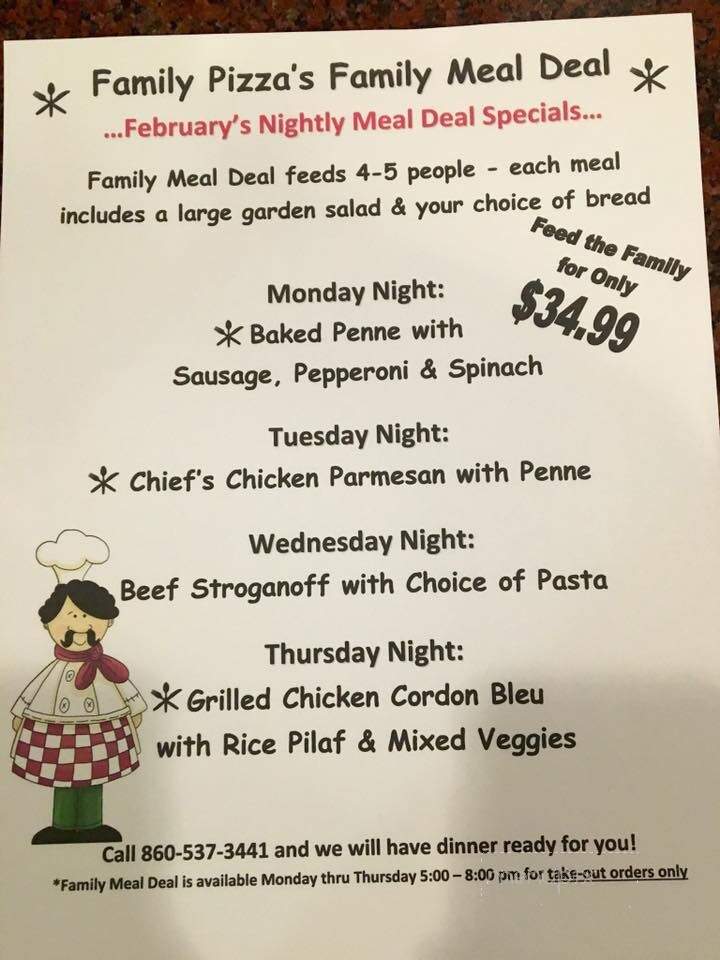 Family Pizza Restaurant - Colchester, CT menu_pic