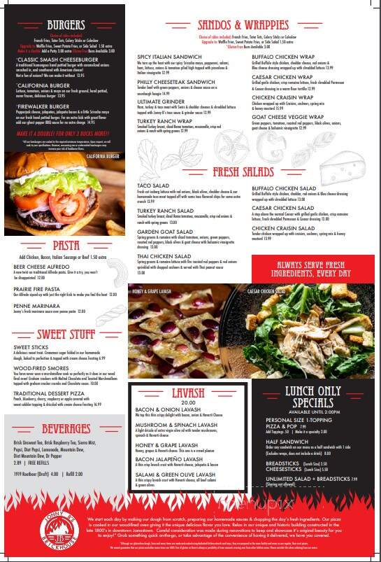 Jonny B's Brickhouse - Jamestown, ND menu_pic