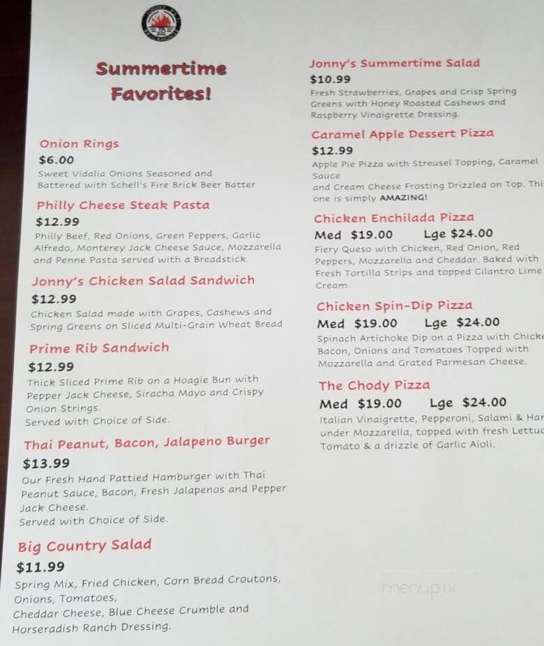 Jonny B's Brickhouse - Jamestown, ND menu_pic