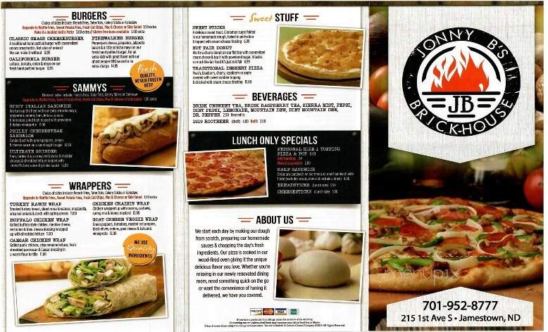 Jonny B's Brickhouse - Jamestown, ND menu_pic