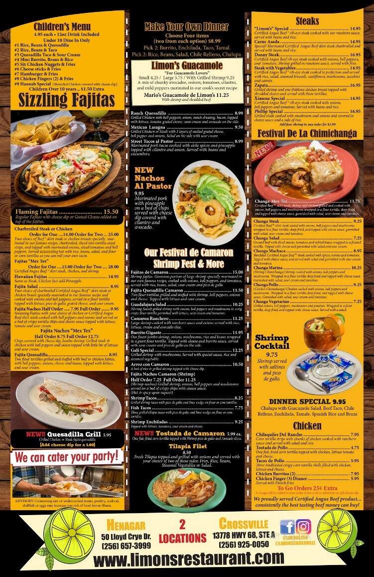 Limon's Mexican Restaurant - Crossville, AL menu_pic
