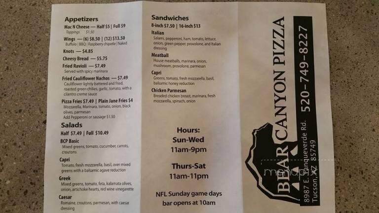 Bear Canyon Pizza - Tucson, AZ