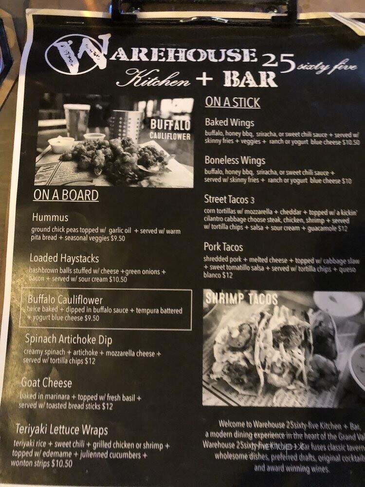 Warehouse 25 Sixty Five - Grand Junction, CO menu_pic