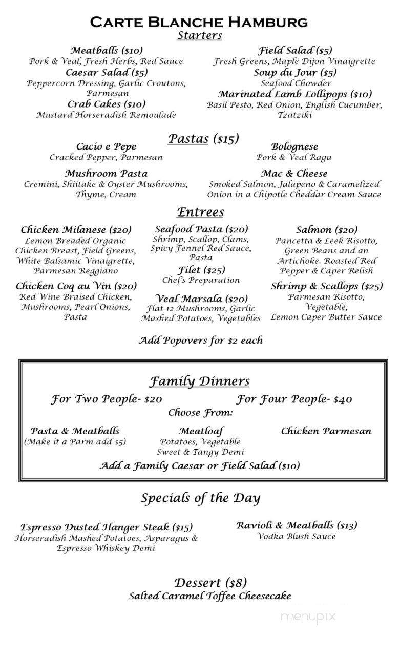 Carte Blanche - Hamburg, NY menu_pic